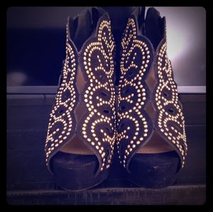 Just fab gold studded heels